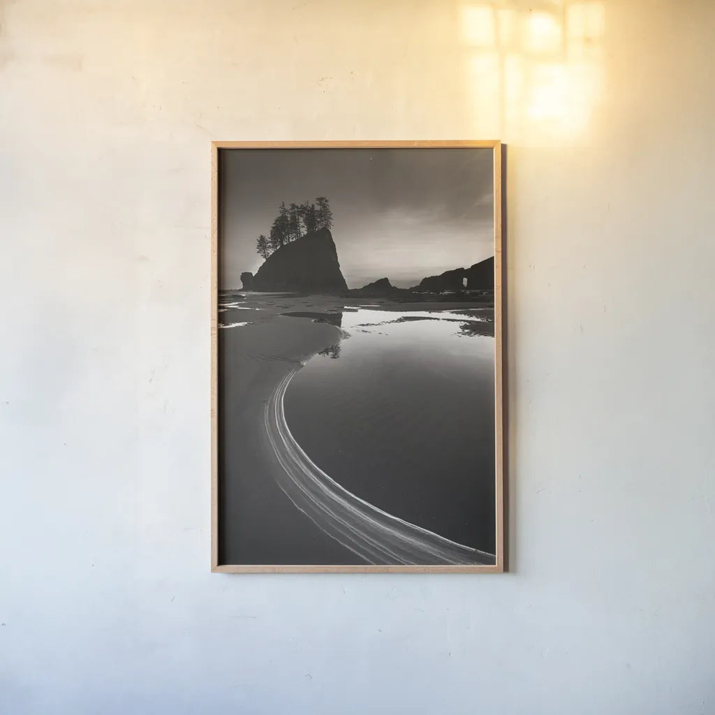 Coastal Evening by Alan Majchrowicz. shown as a paper print in a natural frame. Available as a archival giclee rolled canvas, fine art paper, or poster print. SKU 64539h.