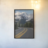 Colonial Peak and North Cascades Highway by Alan Majchrowicz. shown as a paper print in a black flame. Available as a archival giclee rolled canvas, fine art paper, or poster print. SKU 101143h.