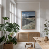 Columbia River Gorge by Alan Majchrowicz. shown as a print in a natural wood frame in a dining room. Available as a archival giclee rolled canvas, fine art paper, or poster print. SKU 63238h.