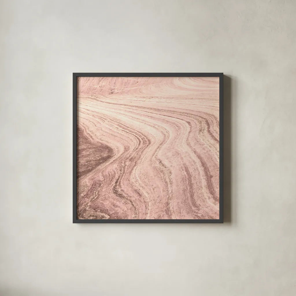 Coyote Buttes V Blush Crop by Alan Majchrowicz. Shown in a sleek black glass frame for a contemporary gallery look. Available as an archival giclee rolled canvas, fine art paper, or poster print. SKU 53657a.