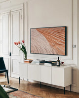 Coyote Buttes VI by Alan Majchrowicz. shown as a framed stretched canvas in a living room above a console. Available as a archival giclee rolled canvas, fine art paper, or poster print. SKU 53285i.