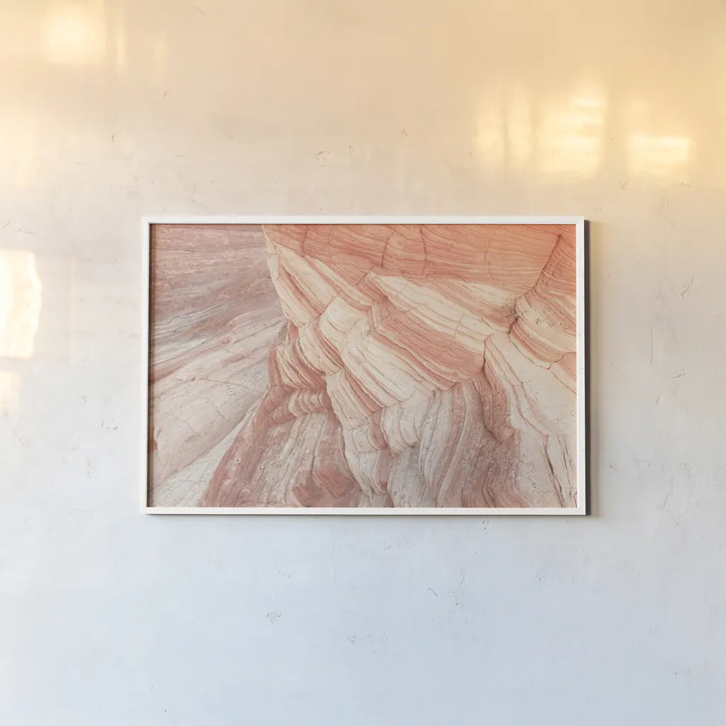 Coyote Buttes VII Blush by Alan Majchrowicz. shown as a paper print in a white frame. Available as a archival giclee rolled canvas, fine art paper, or poster print. SKU 53659i.