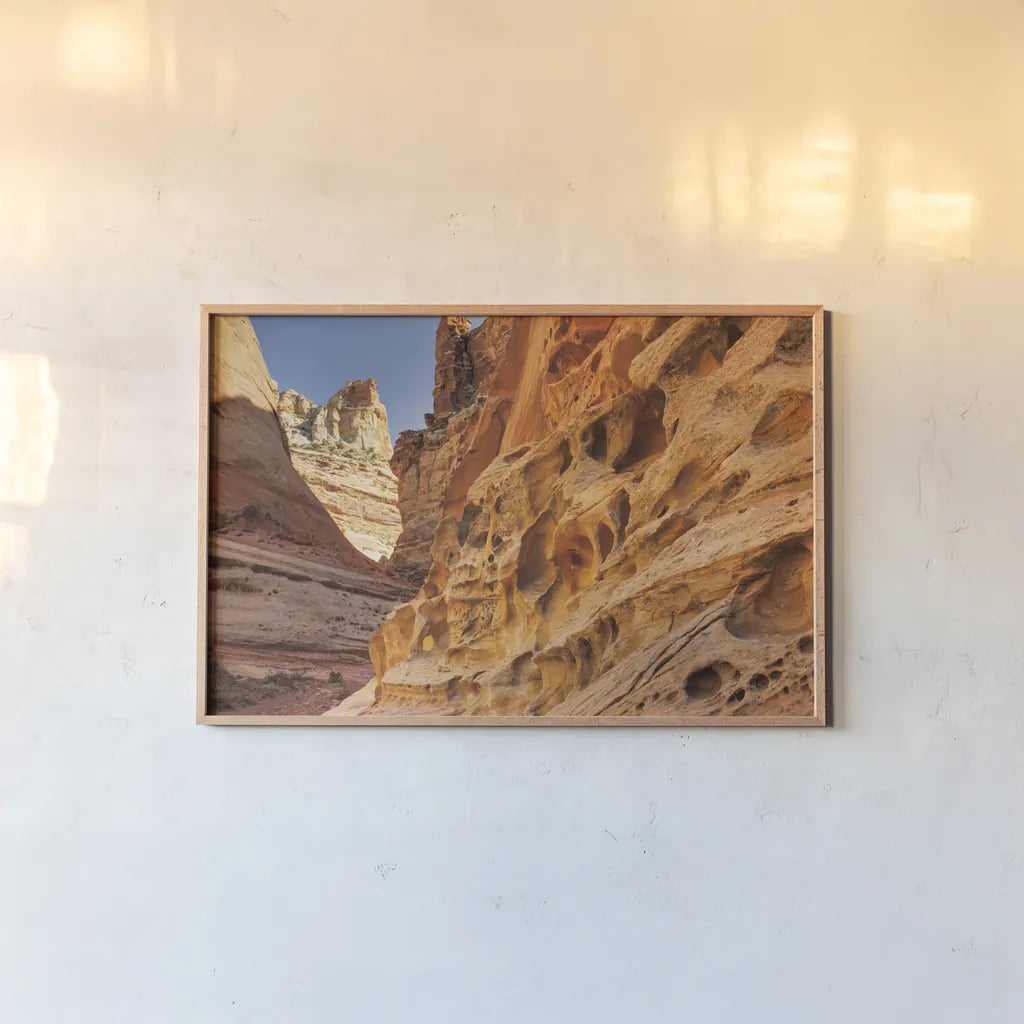 Crack Canyon I by Alan Majchrowicz. shown as a paper print in a natural frame. Available as a archival giclee rolled canvas, fine art paper, or poster print. SKU 53587i.