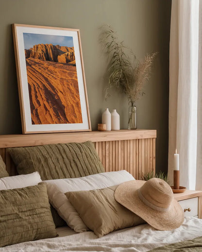 Cross Bed Sandstone by Alan Majchrowicz. shown as a paper print in a natural frame. Available as a archival giclee rolled canvas, fine art paper, or poster print. SKU 84030h.