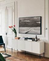 Crossroads Crop by Alan Majchrowicz. shown as a framed stretched canvas in a living room above a console. Available as a archival giclee rolled canvas, fine art paper, or poster print. SKU 15259i.