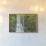 Double Falls II Color by Alan Majchrowicz. shown as a paper print in a natural frame. Available as a archival giclee rolled canvas, fine art paper, or poster print. SKU 25996i.
