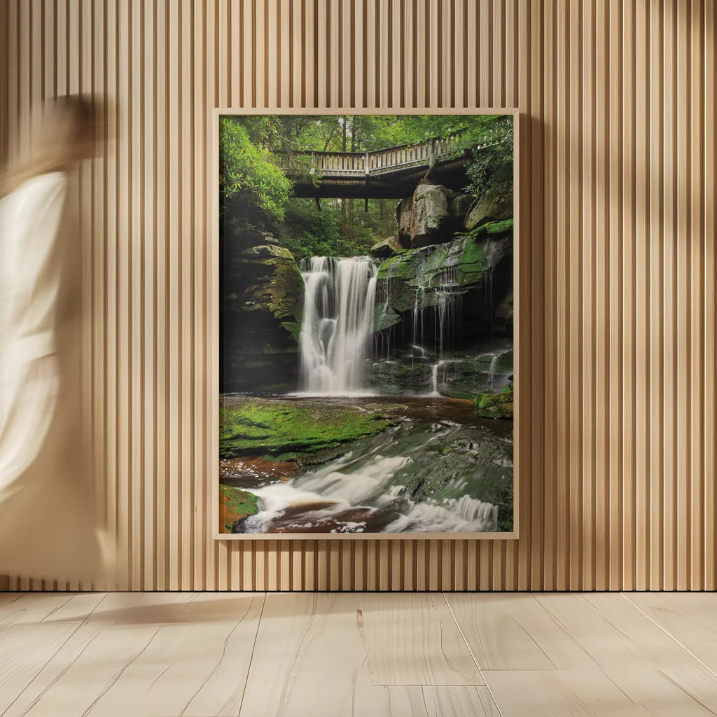 Elakala Falls West I by Alan Majchrowicz. shown as over sized large wall art. Available as an archival giclee rolled canvas, fine art paper, or poster print. SKU 50161h.