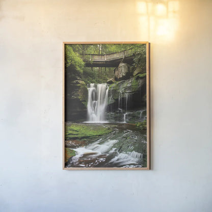 Elakala Falls West I by Alan Majchrowicz. shown as a paper print in a natural frame. Available as a archival giclee rolled canvas, fine art paper, or poster print. SKU 50161h.