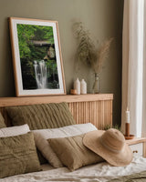 Elakala Falls West II by Alan Majchrowicz. shown as a paper print in a natural frame. Available as a archival giclee rolled canvas, fine art paper, or poster print. SKU 50162h.