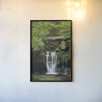 Elakala Falls West II by Alan Majchrowicz. shown as a paper print in a black flame. Available as a archival giclee rolled canvas, fine art paper, or poster print. SKU 50162h.