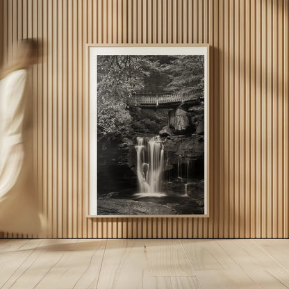 Elakala Falls West II BW by Alan Majchrowicz. shown as over sized large wall art. Available as an archival giclee rolled canvas, fine art paper, or poster print. SKU 50164h.