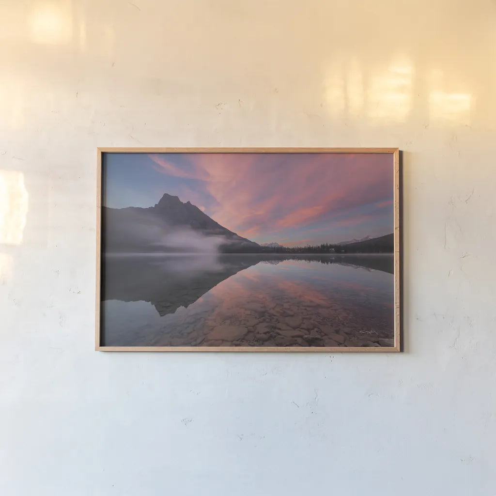 Emerald Lake by Alan Majchrowicz. shown as a paper print in a natural frame. Available as a archival giclee rolled canvas, fine art paper, or poster print. SKU 90658i.