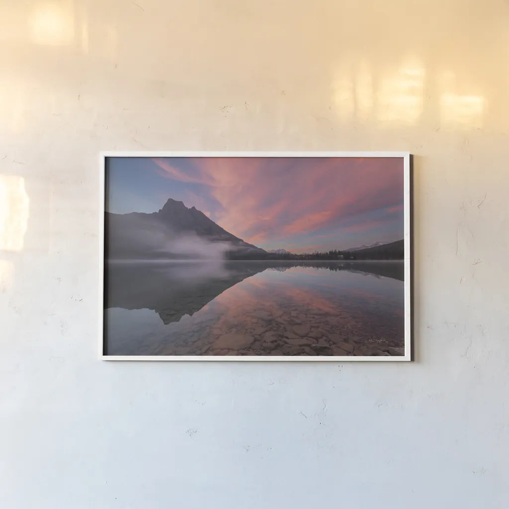 Emerald Lake by Alan Majchrowicz. shown as a paper print in a white frame. Available as a archival giclee rolled canvas, fine art paper, or poster print. SKU 90658i.