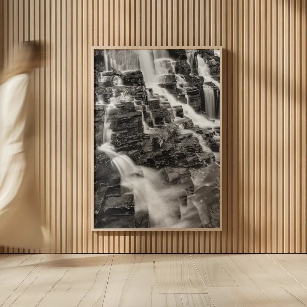 Falls on McDonald Creek by Alan Majchrowicz. shown as over sized large wall art. Available as an archival giclee rolled canvas, fine art paper, or poster print. SKU 43795h.