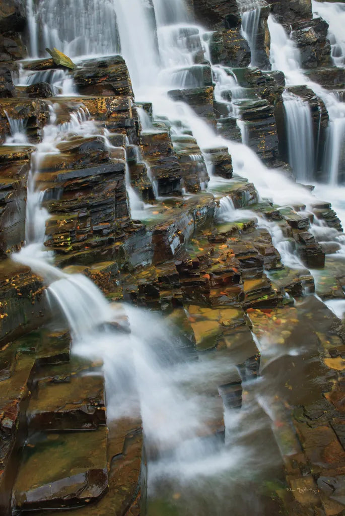 Falls on McDonald Creek color by Alan Majchrowicz. SKU 48125h. Archival Giclee Fine art print for wall decor.