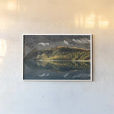 Floe Lake by Alan Majchrowicz. shown as a paper print in a white frame. Available as a archival giclee rolled canvas, fine art paper, or poster print. SKU 28093i.