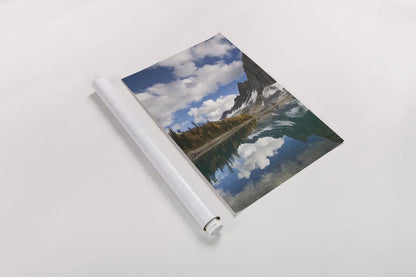 Floe Lake Reflection I by Alan Majchrowicz. shown as a rolled paper print. Available as archival giclee rolled canvas, fine art paper, or poster print. SKU 28098h.
