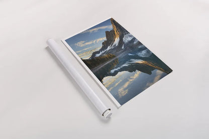 Floe Lake Reflection II by Alan Majchrowicz. shown as a rolled paper print. Available as archival giclee rolled canvas, fine art paper, or poster print. SKU 28099h.