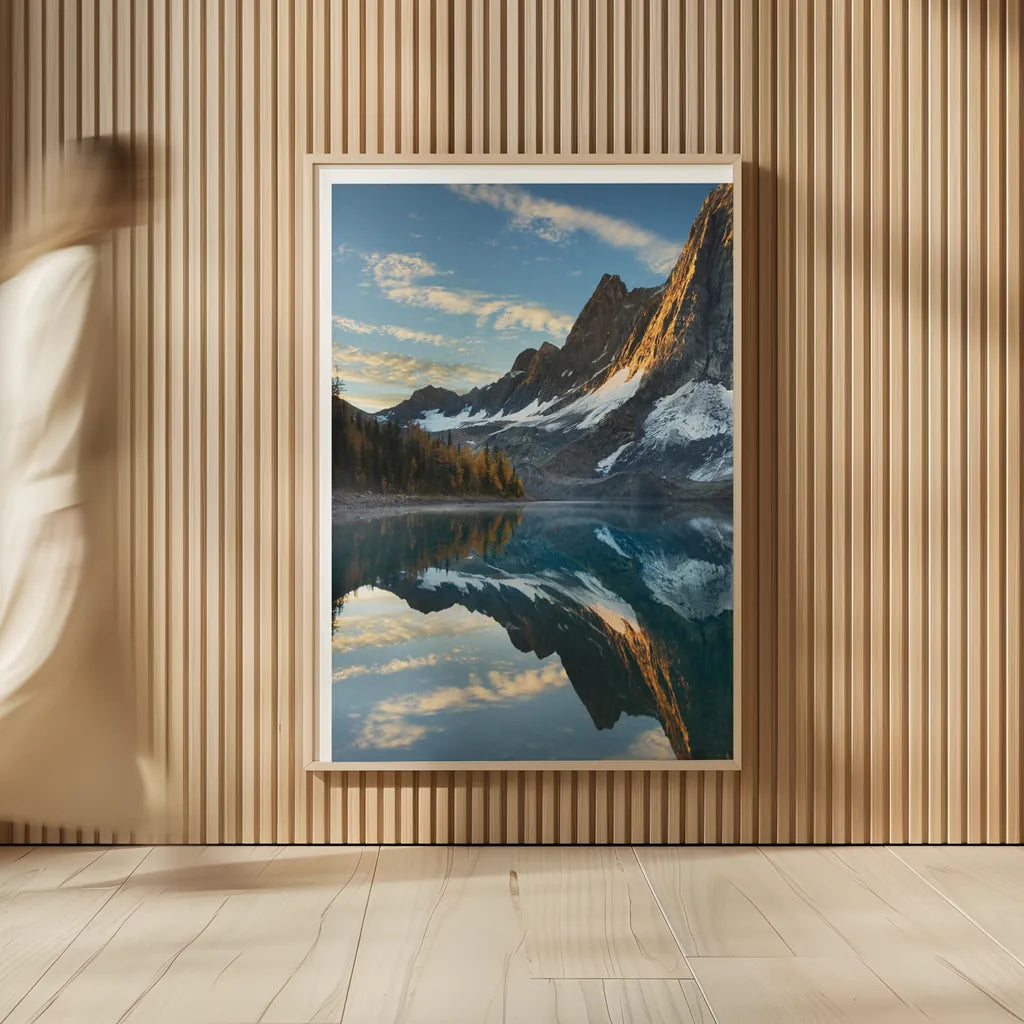Floe Lake Reflection II by Alan Majchrowicz. shown as over sized large wall art. Available as an archival giclee rolled canvas, fine art paper, or poster print. SKU 28099h.