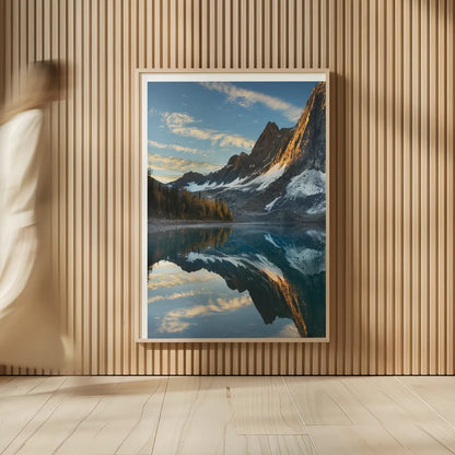 Floe Lake Reflection II by Alan Majchrowicz. shown as over sized large wall art. Available as an archival giclee rolled canvas, fine art paper, or poster print. SKU 28099h.