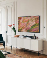 Foxtail Barley I by Alan Majchrowicz. shown as a framed stretched canvas in a living room above a console. Available as a archival giclee rolled canvas, fine art paper, or poster print. SKU 52312i.
