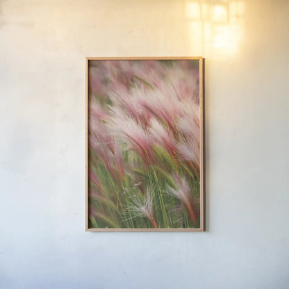 Foxtail Barley V by Alan Majchrowicz. shown as a paper print in a natural frame. Available as a archival giclee rolled canvas, fine art paper, or poster print. SKU 52316h.