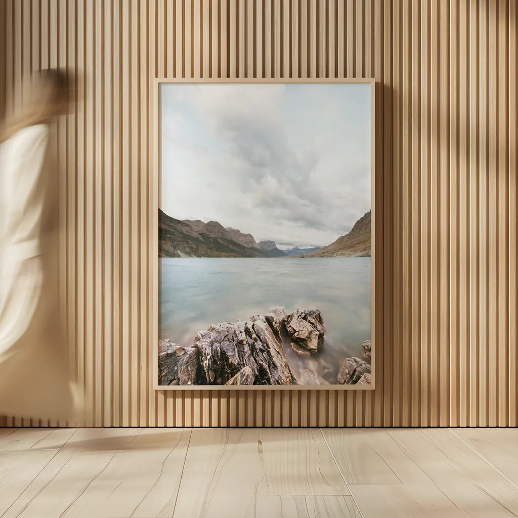 Glacier Lake by Alan Majchrowicz. shown as over sized large wall art. Available as an archival giclee rolled canvas, fine art paper, or poster print. SKU 77220h.