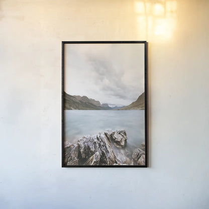 Glacier Lake by Alan Majchrowicz. shown as a paper print in a black flame. Available as a archival giclee rolled canvas, fine art paper, or poster print. SKU 77220h.