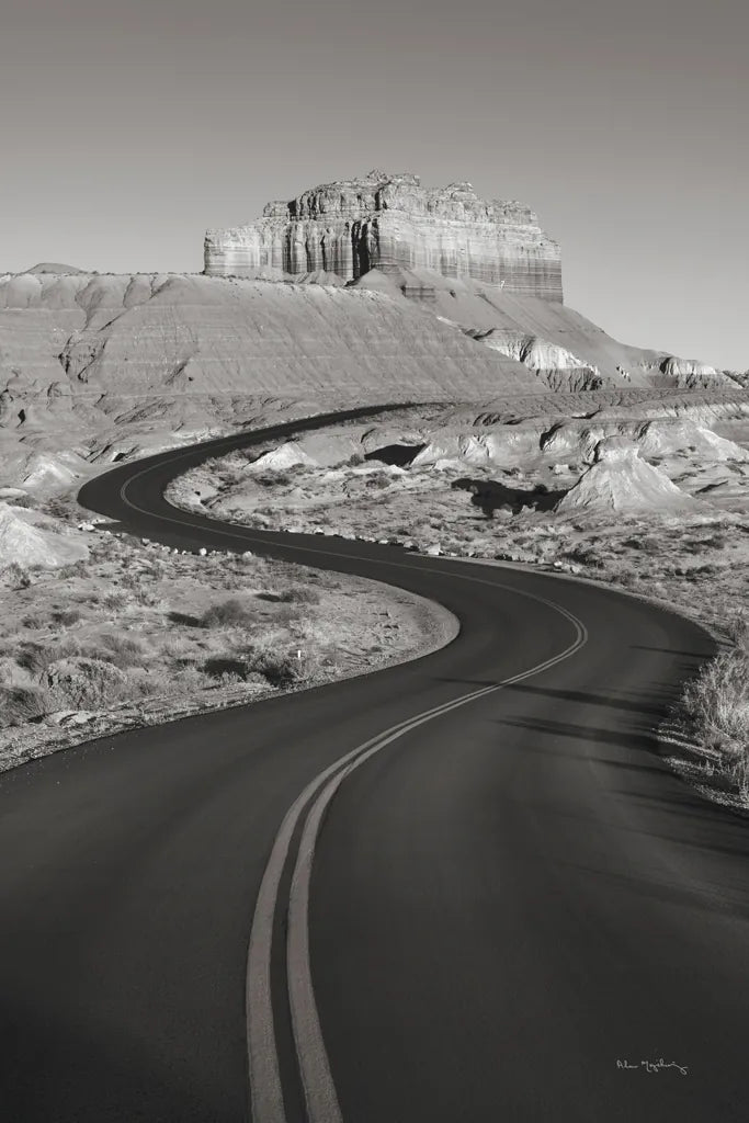 Goblin Valley State Park Rd BW by Alan Majchrowicz. SKU 81527h. Archival Giclee Fine art print for wall decor.