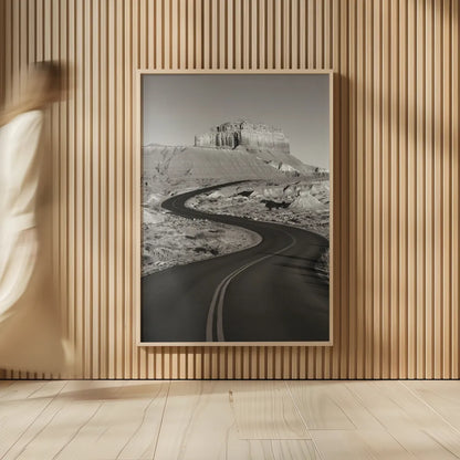 Goblin Valley State Park Rd BW by Alan Majchrowicz. shown as over sized large wall art. Available as an archival giclee rolled canvas, fine art paper, or poster print. SKU 81527h.