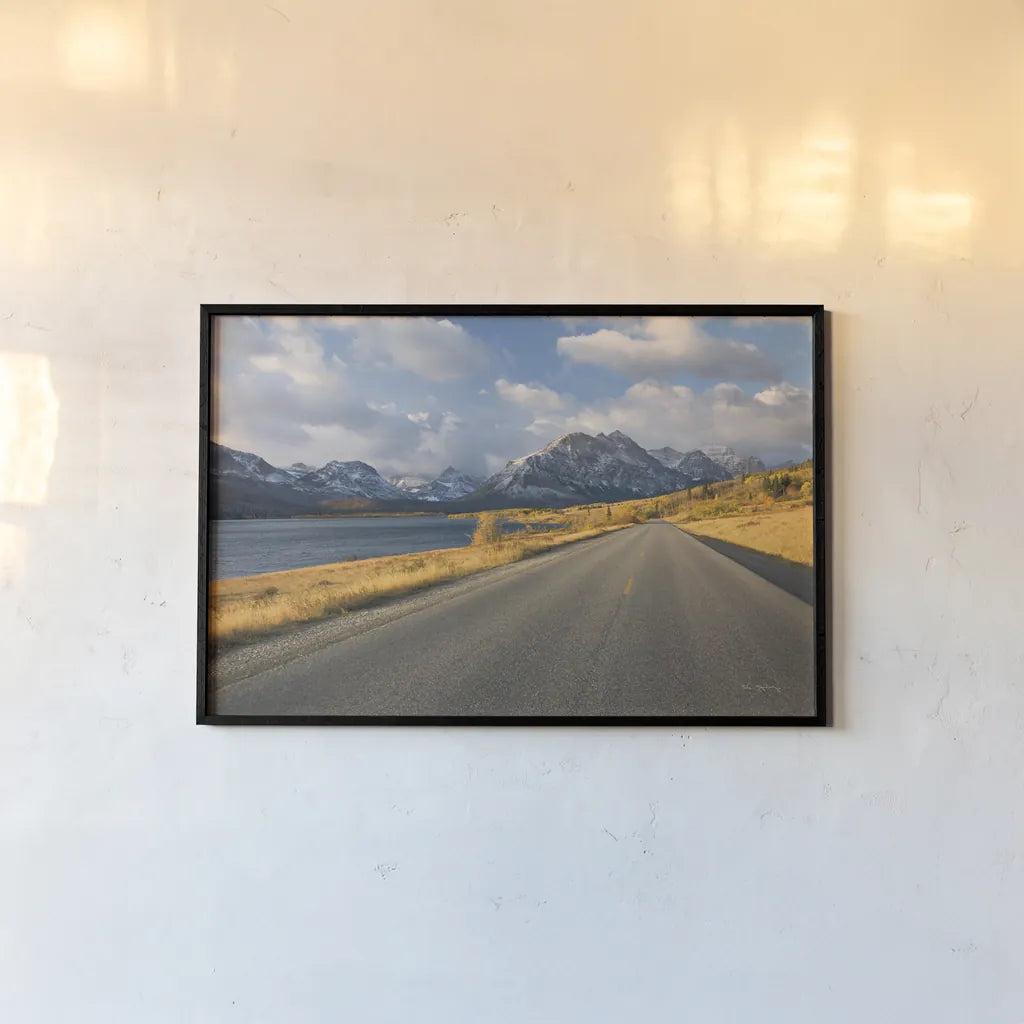 Going To The Sun Road by Alan Majchrowicz. shown as a paper print in a black flame. Available as a archival giclee rolled canvas, fine art paper, or poster print. SKU 62465i.