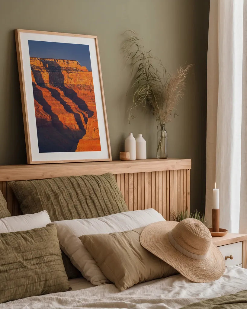 Grand Canyon from Mather Point by Alan Majchrowicz. shown as a paper print in a natural frame. Available as a archival giclee rolled canvas, fine art paper, or poster print. SKU 84031h.