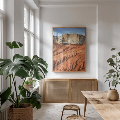 Grand Staircase II by Alan Majchrowicz. shown as a print in a natural wood frame in a dining room. Available as a archival giclee rolled canvas, fine art paper, or poster print. SKU 53586h.