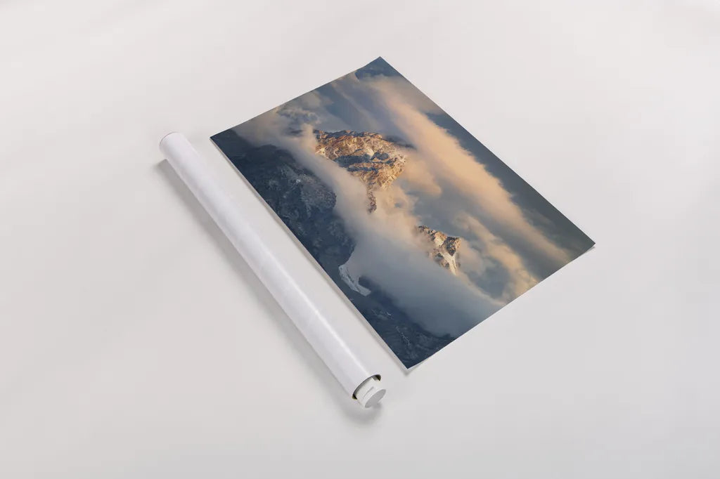 Grand Teton Clouds Color by Alan Majchrowicz. shown as a rolled paper print. Available as archival giclee rolled canvas, fine art paper, or poster print. SKU 78028i.