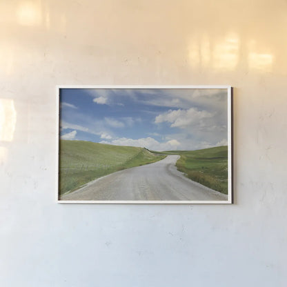 Gravel Road Near Choteau Montana I by Alan Majchrowicz. shown as a paper print in a white frame. Available as a archival giclee rolled canvas, fine art paper, or poster print. SKU 62460i.