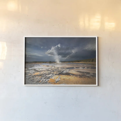 Great Fountain Geyser by Alan Majchrowicz. shown as a paper print in a white frame. Available as a archival giclee rolled canvas, fine art paper, or poster print. SKU 80843i.