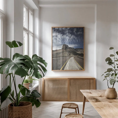 Guadalupe Mountains National Park by Alan Majchrowicz. shown as a print in a natural wood frame in a dining room. Available as a archival giclee rolled canvas, fine art paper, or poster print. SKU 84040h.