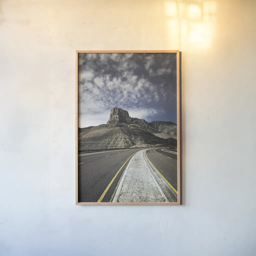 Guadalupe Mountains National Park by Alan Majchrowicz. shown as a paper print in a natural frame. Available as a archival giclee rolled canvas, fine art paper, or poster print. SKU 84040h.