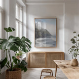 Haceta Head by Alan Majchrowicz. shown as a print in a natural wood frame in a dining room. Available as a archival giclee rolled canvas, fine art paper, or poster print. SKU 77237h.