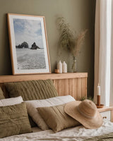 Harris Beach Oregon by Alan Majchrowicz. shown as a paper print in a natural frame. Available as a archival giclee rolled canvas, fine art paper, or poster print. SKU 36196h.