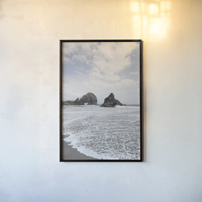 Harris Beach Oregon by Alan Majchrowicz. shown as a paper print in a black flame. Available as a archival giclee rolled canvas, fine art paper, or poster print. SKU 36196h.