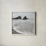 Harris Beach Oregon Crop by Alan Majchrowicz. Shown in a crisp white glass frame for a clean and minimalist style. Available as an archival giclee rolled canvas, fine art paper, or poster print. SKU 36196a.