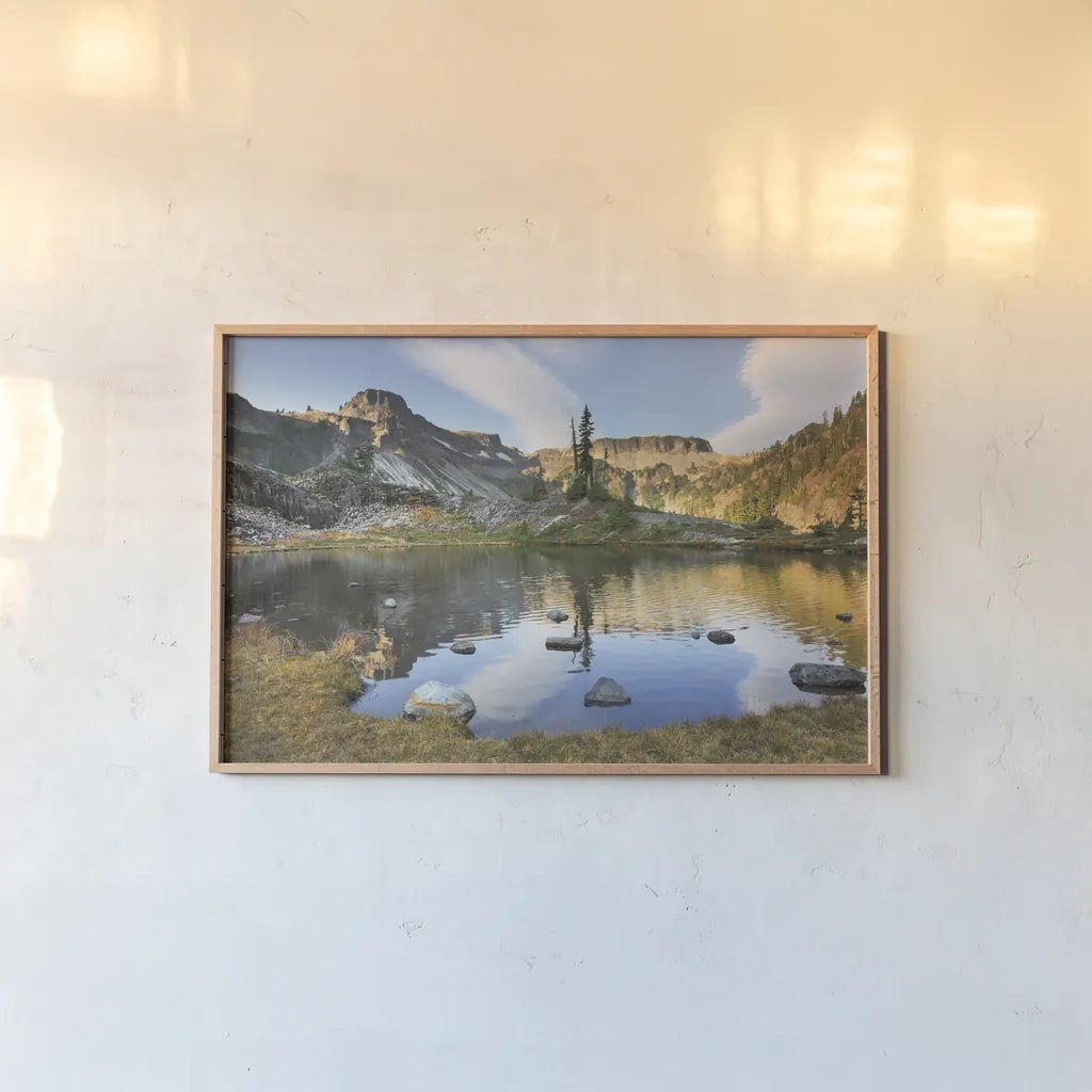 Heather Meadows in Autumn by Alan Majchrowicz. shown as a paper print in a natural frame. Available as a archival giclee rolled canvas, fine art paper, or poster print. SKU 62395i.