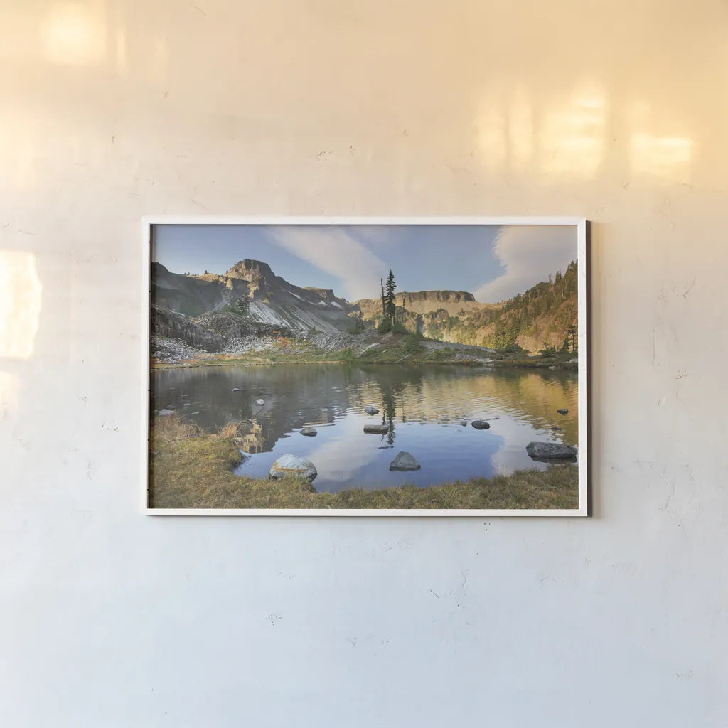 Heather Meadows in Autumn by Alan Majchrowicz. shown as a paper print in a white frame. Available as a archival giclee rolled canvas, fine art paper, or poster print. SKU 62395i.