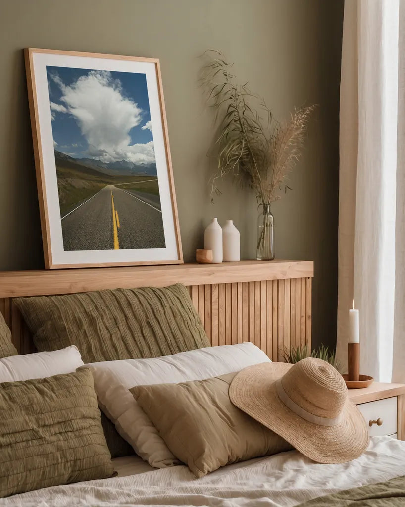 Highway 93 in Idaho by Alan Majchrowicz. shown as a paper print in a natural frame. Available as a archival giclee rolled canvas, fine art paper, or poster print. SKU 68096h.