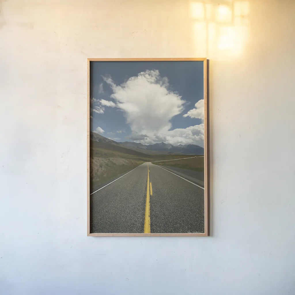 Highway 93 in Idaho by Alan Majchrowicz. shown as a paper print in a natural frame. Available as a archival giclee rolled canvas, fine art paper, or poster print. SKU 68096h.