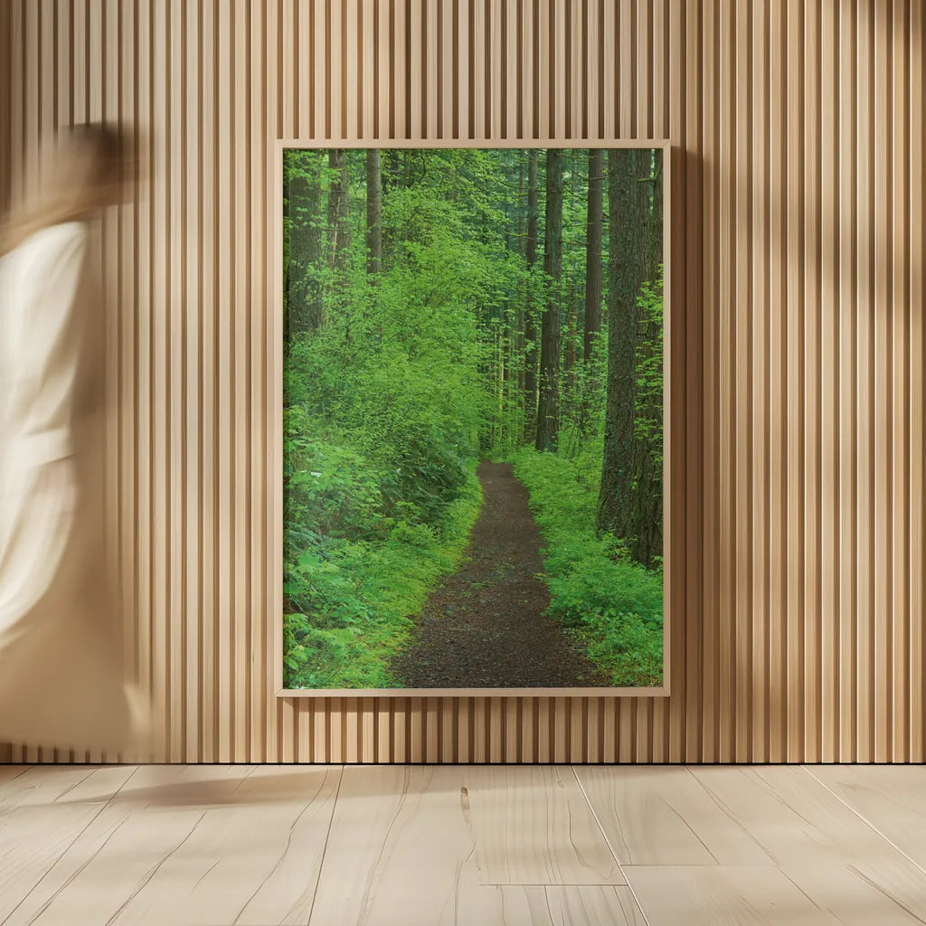 Hiking Trail in Columbia River Gorge II by Alan Majchrowicz. shown as over sized large wall art. Available as an archival giclee rolled canvas, fine art paper, or poster print. SKU 62463h.