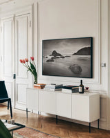 Indian Beach II by Alan Majchrowicz. shown as a framed stretched canvas in a living room above a console. Available as a archival giclee rolled canvas, fine art paper, or poster print. SKU 16584i.