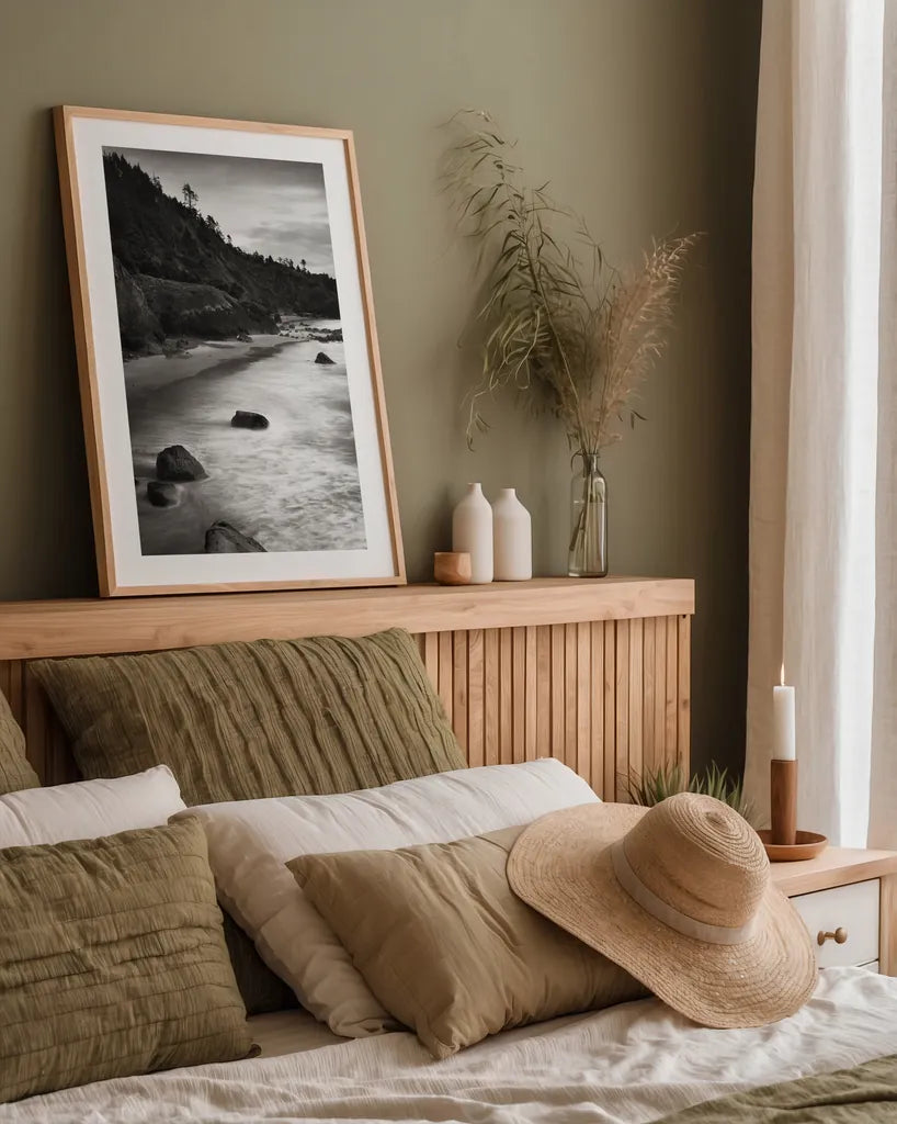 Indian Beach III by Alan Majchrowicz. shown as a paper print in a natural frame. Available as a archival giclee rolled canvas, fine art paper, or poster print. SKU 43962h.