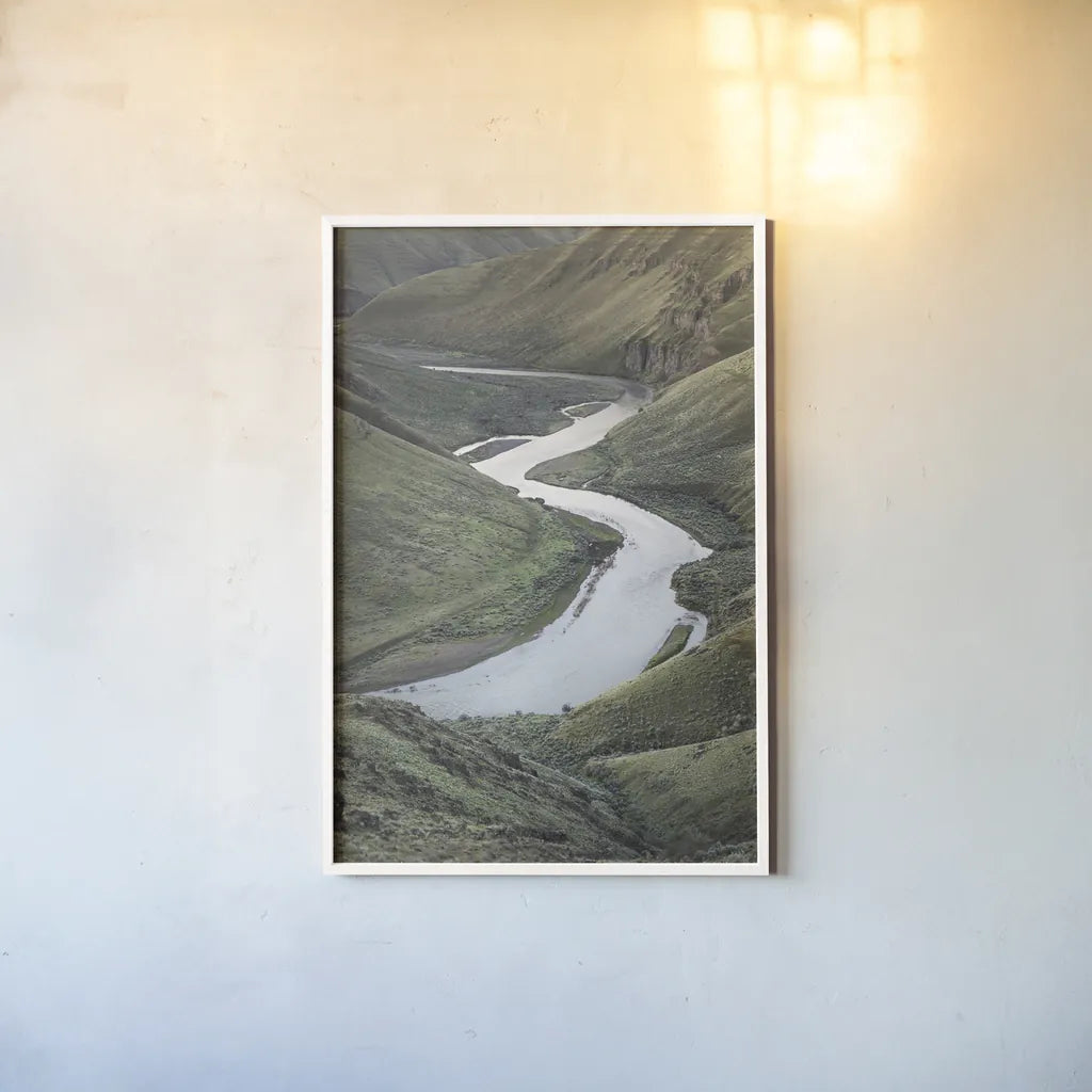 John Day River Oregon II by Alan Majchrowicz. shown as a paper print in a white frame. Available as a archival giclee rolled canvas, fine art paper, or poster print. SKU 63237h.